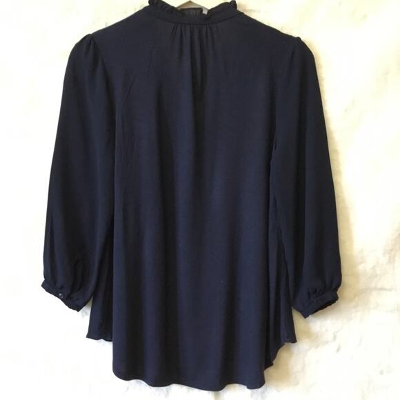 Loft Navy Ruffle Collar Blouse - Picture 4 of 8